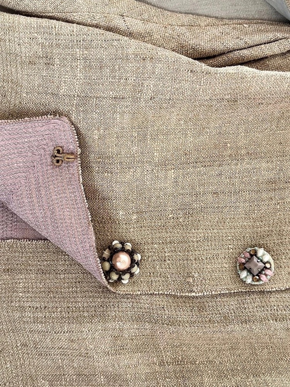 Maurizio Pecoraro Silk Blend Jeweled Button Jacket IT 38 - Picture 2 of 5